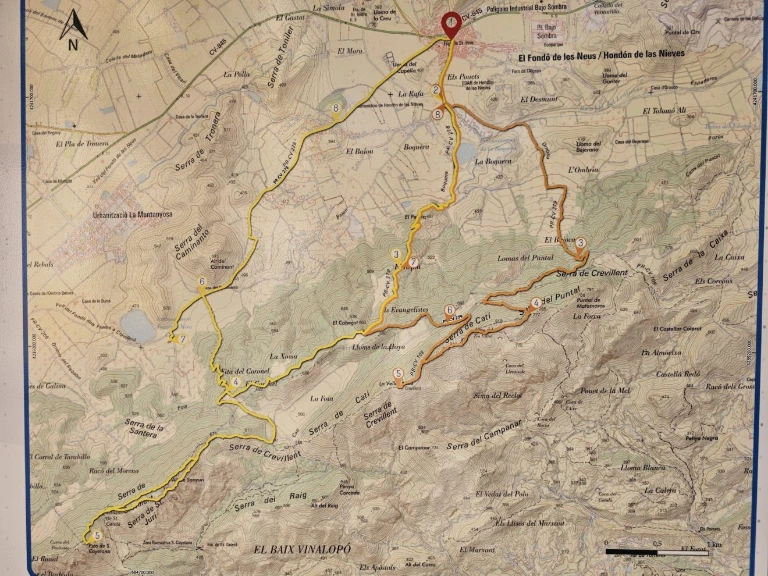 Hondón de las Nieves route map